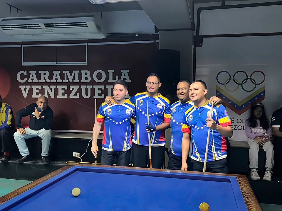 Selección de carambola de Venezuela en el Centro Nacional de Billar, V Juegos del ALBA.